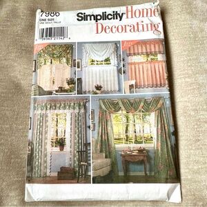 Simplicity Home Decorating Pattern 7986 Window Treatments New Uncut